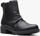 Clarks Hearth Rose Ankle Boots Women 11 Dark-Brown Leather Side-Zip Booties NEW