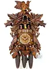 Birds & Leaves 8 Day Mechanical Carved Cuckoo Clock With Dancers 44cm By ENGSTLE