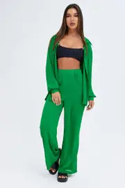 Green See-Through Beachwear Set - Size 10, Women's Sarong
