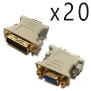 20 Pack DVI-I 24+5 Pin Dual Link Male to VGA Female Adapter Converter Monitor PC