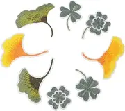 IWOWHERO 8pcs Patches for Hats: Self-Adhesive Ginkgo Leaf Patches - Shamrock Fabric Stickers for Clothing Bags and Shoes - Shamrock Stickers