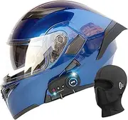 Bluetooth Motorbike Helmet Modular Motorcycle Helmet with Dual Visor Flip Up Helmet DOT/ECE Approved Integrated Motorcycle Helmet for Men Ladies Street Racing Motocross