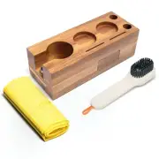 Acacia Wood Tamping Station for Coffee Enthusiasts - Stainless Steel 304 Base...