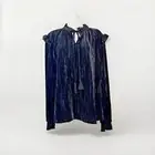 Wonderly NEW Black Crushed Velvet Peasant Boho Blouse Top Shirt