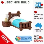 Genuine LEGO® "Bed + Side Table + Lamp" For Minifigures, Custom Build [MOC] NEW