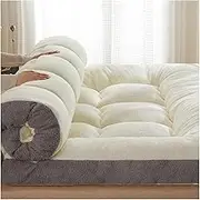 Japanese Floor Mattress Futon Mattress - Thicken Milk Fleece Mattress Winter Warmth Soft Sleeping Pad with Elastic Straps, Breathable Quilted(E,100 x 200cm)