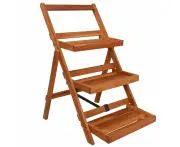Elegant Solid Acacia Wood Plant Stand Foldable Three Tier Display Shelf Brown