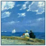 Along the Shore Seascape by Edward Potthast Counted Cross Stitch Chart
