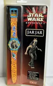 NEW 1999 Star Wars Episode I Jar Jar Binks LCD Digital Watch FACTORY SEALED