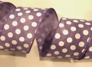 5 yards Purple White Polka Dot 2 1/2" Wired Ribbon Easter Spring Summer 5 yds