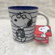 Snoopy Coffee Cup Mug by Peanuts Stripes White/Blue Holiday Gift