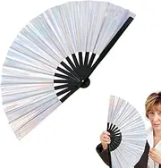 [Whnbuij] Folding Hand Fan, Folding Popping Fan | Foldable Reflective Performance Fan, Lightweight Performance Supplies for Carnival, Rainbow Outfit, Disco Party
