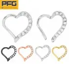 1 Pair 16G Stainless Steel Gem Heart Hinged Segment Hoop Huggie Sleeper Earrings