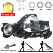 Powerful Zoom LED Headlamp Rechargeable USB Headlight for Fishing/Hunting