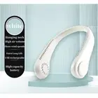 2PCS White Leafless Hanging Neck Fan - Rechargeable Portable Hands-Free Cooling