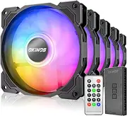 Okinos RGB Fans 5 Pack, 4-Pin PWM & 3-Pin Addressable RGB, 120mm Air Series Fans (Included ARGB Controller Hub & Remote)