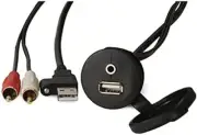 Fusion USB 3.5mm to RCA Panel Mount Cable 2m for Audio Connections