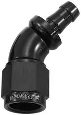 Aeroflow -6AN to 5/16" Barb 45 Deg Fullflow Push Lock Black - AF512-06-05BLK