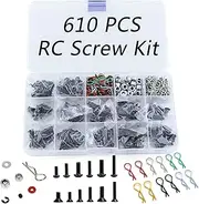 610PCS Universal RC car Parts Screw Tool Kit Screws Assortment Set, Hardware Fasteners for Traxxas Axial Redcat Arrma HPI SCX10 Losi 1/8 1/10 1/12 1/16 Scale RC Cars Trucks Crawler, RC Screw Kit