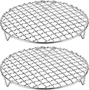 uxcell 2pcs Round Cooking Rack 7.1-inch 201 Stainless Steel Cross Wire Barbecue Grill Net with 20mm Legs for Cooking Baking Steaming BBQ