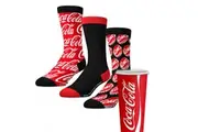 Coca-Cola Adult Crew Socks Logo 3-Pack Crew Socks in Cola Cup