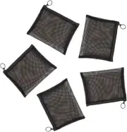 Mesh Makeup Bag Set - 5Pcs Black Zipper Pouches for Toiletry, Cosmetics