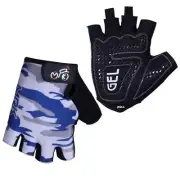 Cycling Gloves Gel Padded Half Finger Bicycle Fingerless Gloves Blue Camo