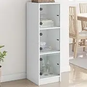 Generic Highboard with Glass Doors White 35x37x109 cm,836385