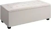 Artiss Tufted Storage Ottoman, Foot Rest Stool Bench Padded Seat Blanket Box Chest Bedroom Living Room Indoor, Beige 97 x 41.5 x 35cm Faux Linen Fabric Open Lid Heavy Duty