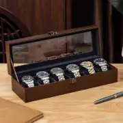 6 Grids Watch Box Retro Wooden Storage Case Jewelry Display Organizer Gift