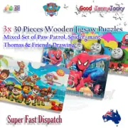 3x Thick Wooden Jigsaw Puzzles 30-Piece Paw Patrol Spider-man Thomas & Friends A