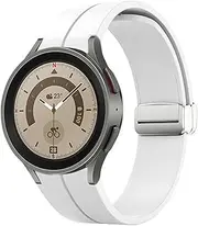 [SUPENG] Strap Compatible with Samsung Watch 4/5 40 44mm Watch 5 Pro 45mm Band Silicone Magnetic Buckle Compatible with Galaxy Watch 4 Classic 42 46mm (Color : Silver White, Size : Galaxy Watch 5 40mm)