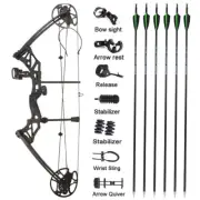 Archery Compound Bow Set 30-70lbs Arrows Sight Stabilizer Hunting Shooting