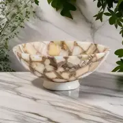 15" Round Agate Wash Basin Handmade agate Stone Countertop Sink for Bathroom Dec
