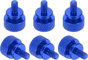 uxcell 6 Pcs M4x8mm Knurled Thumb Screw Computer Case Threaded Hand Tighten Screws Aluminum Alloy for PC Case, Deep Blue