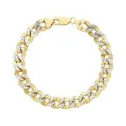 9kt Gold Two Tone Silver Infused Curb Bracelet