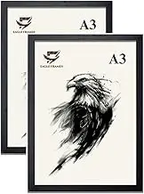 LOOMART COLLECTION - Wooden Effect A3 Photo Frames (42x29.4), Pk2 3cm Wide Premium Quality Poster Frame Comes with a Dual Sided Protective Film for Plexiglass