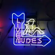 Live Nudes Girl Pole Dance 17"x14" Neon Light Sign Lamp Beer Bar Club Real Glass
