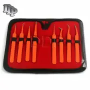 Set Of 8 Pieces Stainless Steel Orange Color Eyelash Extension Tweezers
