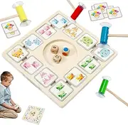 Matching Chess Game | Wooden Matching Board,Learning Activity with 96 Cards 3 Dice 4 Suction Sticks, Educational Toy for Kids Ages 4+