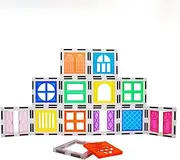 PicassoTiles 30 Piece Window and Door Clip On Magnetic Blocks Magnet Tiles Magnets Building Tile Construction Toy Set STEM Education Toys Learning Kit Stacking Block Playset Boys & Girls Age 3+ PT30