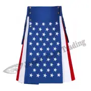 Men's Handmade Utility kilt Scottish Hybrid Kilts Highland US America Flag Kilts
