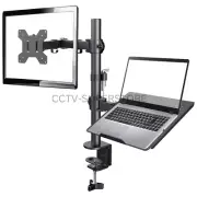 Monitor Dual Arm with Laptop Tray Desk Mount Adjustable Stand 13-27" Screens LCD