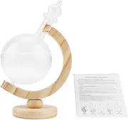 Weather Station - Storm Glass Weather Forecast - Creative Globe-Shaped - Storm Glass Bottle - Small Desktop Weather Predictor - with Wooden Base - for Home and Office