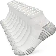 [ouhos] Womens Ladies White Thick Warm Trainer Running Socks Ankle Sports Cycling Walking Boot Socks for Women 4-7 Low Cut Anti Blister Cushioned Colourful Cotton Socks 5 Pairs