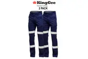 KingGee 2 Pack Stretch Bio Motion Cargo Pants Cotton Work Safety Reflect K53018