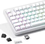White Keycaps - Side Print PBT Keycap Set, Double Shot Shine through Custom Keyc