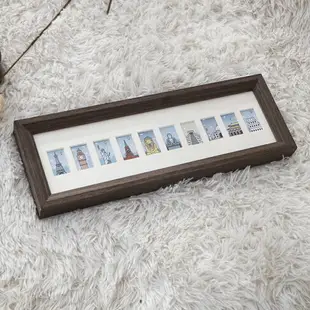兒童證件照相框洗照片擺臺寶寶成長記錄一寸照片一周歲實木紀念框