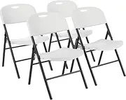 Amazon Basics Foldable Portable Comfortable Sturdy Folding Plastic Chair, 159 kg Capacity, White, 4-Pack