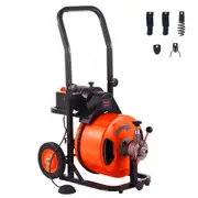 Drain Cleaner Machine Electric Drain Auger 75 FT x 1/2 In Auto Feed